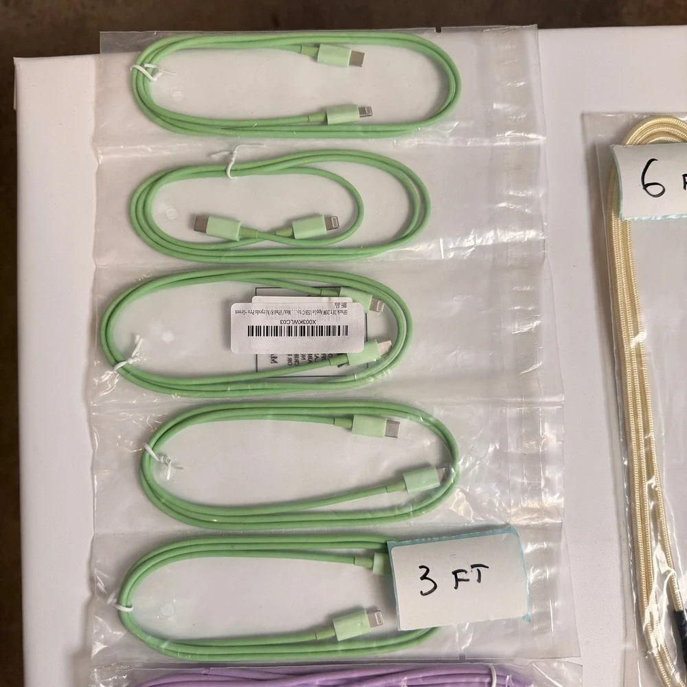 Lot of 17 USB C to Lightning & USB C to USB C Fast Charging Cables 3ft 6ft‎ 10ft
